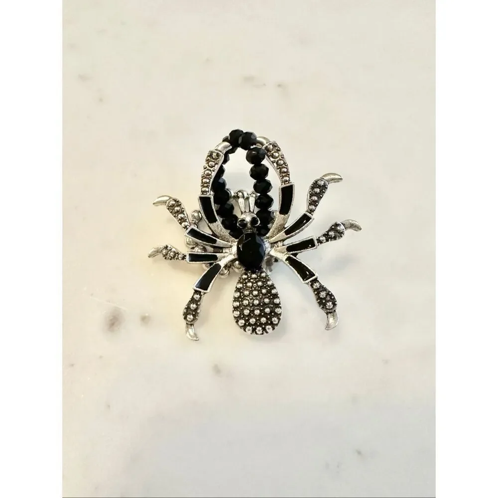 Halloween black spider adjustable ring
